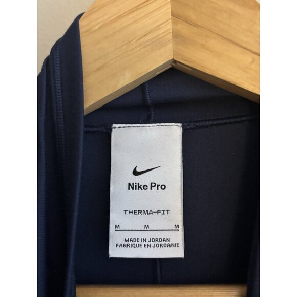Nike Pro Shirt Womens Medium Blue Hyperwarm Mock Turtleneck Run Training - Picture 2 of 12